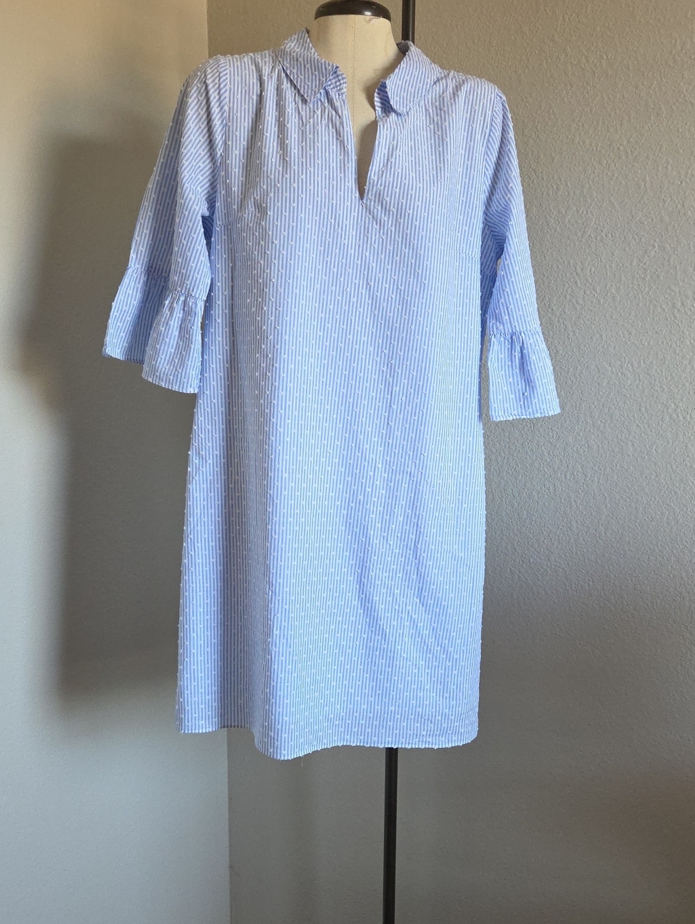 Lilly Pulitzer Light Blue & White Striped Midi Shift Dress
